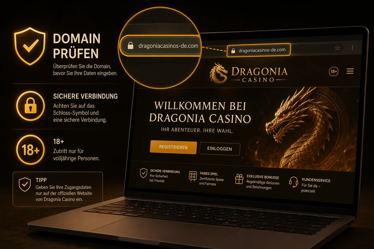 Vor dem Login: die offizielle Website sicher finden
